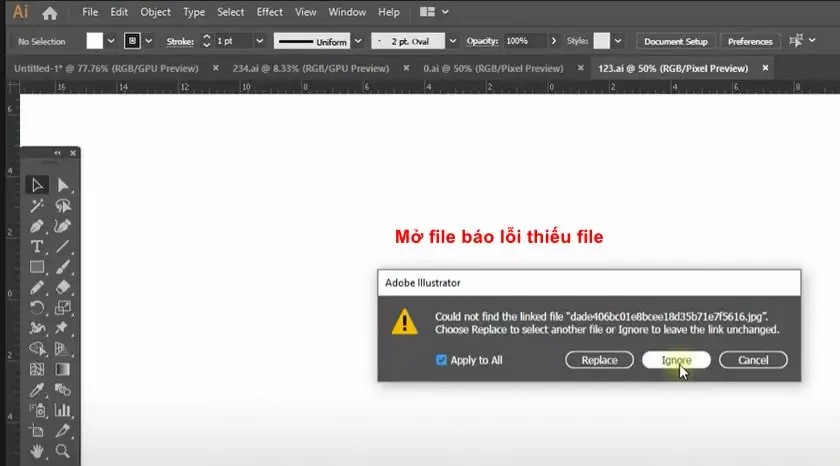 Những lỗi illustrator thường gặp và cách xử lý Illustrator Lỗi Thiếu File