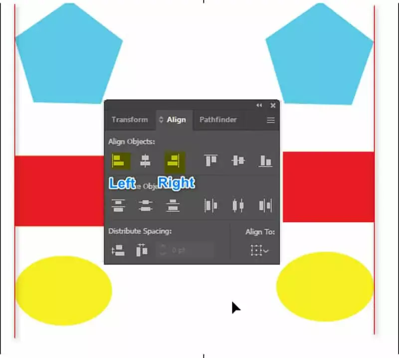 Công Cụ Căn Trái Phải Trong Illustrator