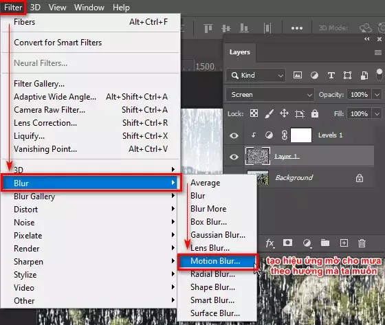Cách Tạo Mưa Trong Photoshop