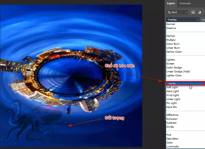 Cách tạo hiệu ứng trong photoshop thành phố biển Cách Tạo Ra Một Thành Phố Xoay Tròn Trong Photoshop