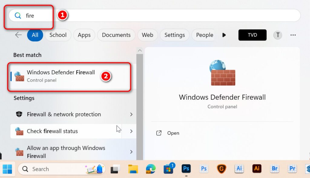 Khắc phục lỗi adobe mở lên báo lỗi Bật Tường Lửa
