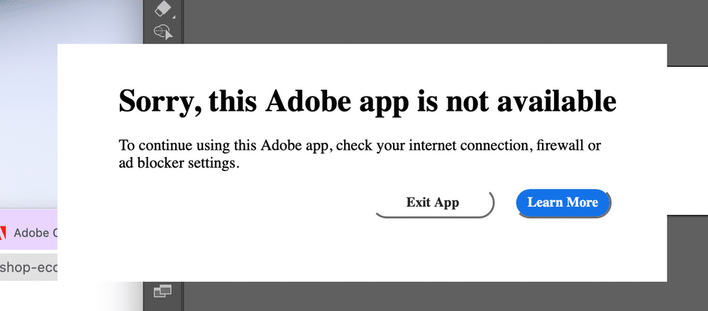 Khắc phục adobe Sorry, this Adobe app is not available Khắc Phục Adobe Sorry, This Adobe App Is Not Available