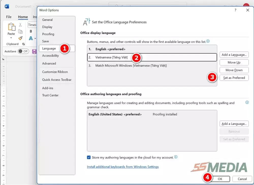 Cài Đặt Tiếng Việt Cho Microsoft Office 365, 2021, 2019, 2016, 2013