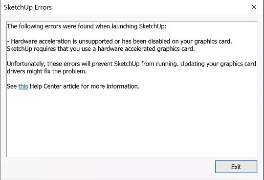 The following errors were found when launching SketchUp Tổng hợp những lỗi thường gặp trong Sketchup và cách khắc phục