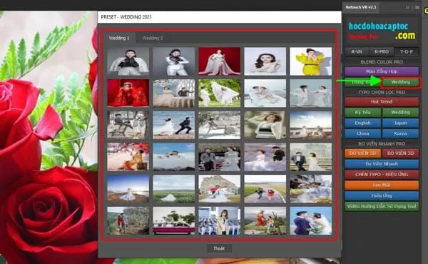 Chèn hiệu ứng wedding Chèn hiệu ứng wedding