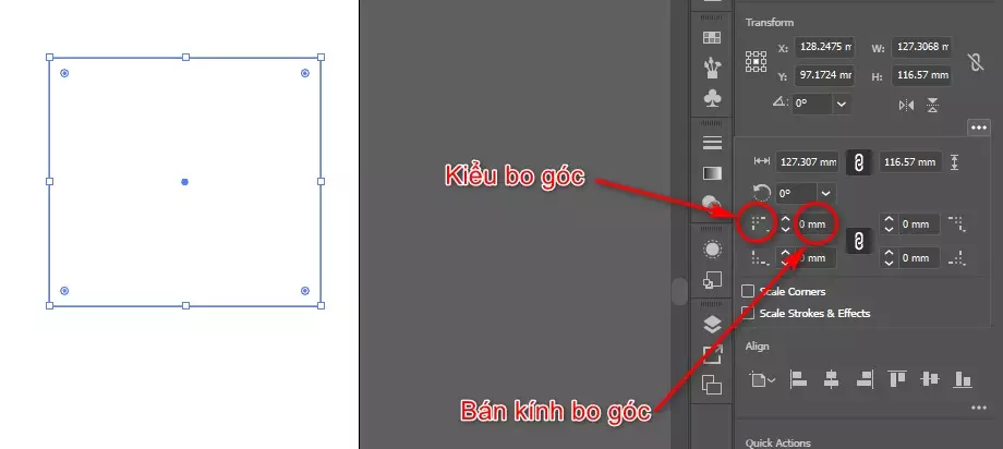 Cách bo góc trong AI sử dụng cho các phiên bản