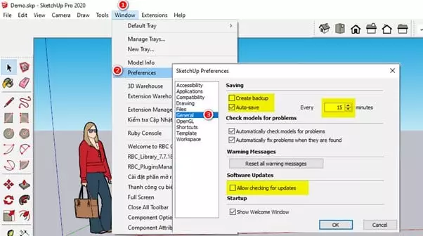 Hướng dẫn Setting Sketchup 3 Hướng dẫn Setting Sketchup