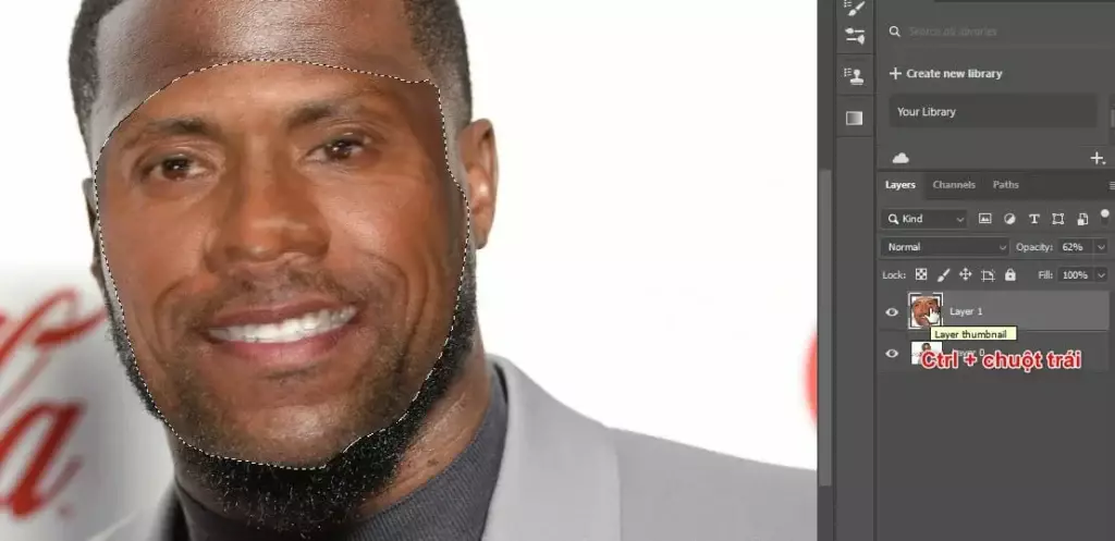 Cách ghép hình hài hước bằng Photoshop hold shift