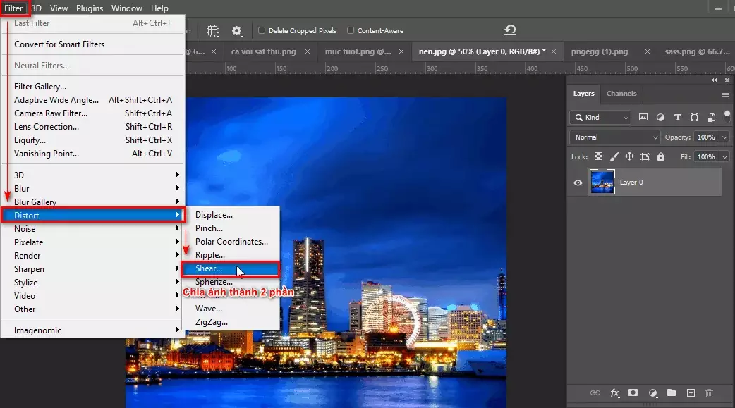 Cách tạo hiệu ứng trong photoshop thành phố biển 2 Cách tạo ra một thành phố xoay tròn trong photoshop
