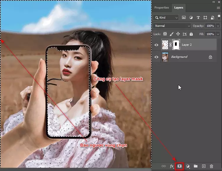 Cách tạo màn hình nhìn xuyên trong photoshop Cách tạo màng hình điện thoại nhìn xuyên background trong photoshop