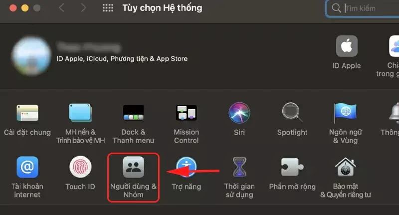Cách Reset mật khẩu macbook chỉ vài bước Chọn Người dùng và nhóm