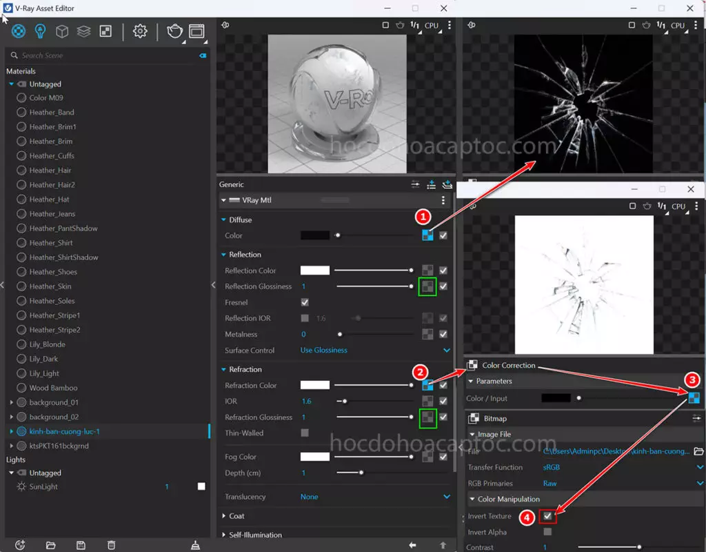 Kinh Ban Cuong Luc 31 Cách tạo kính vỡ trên Vray siêu đơn giản