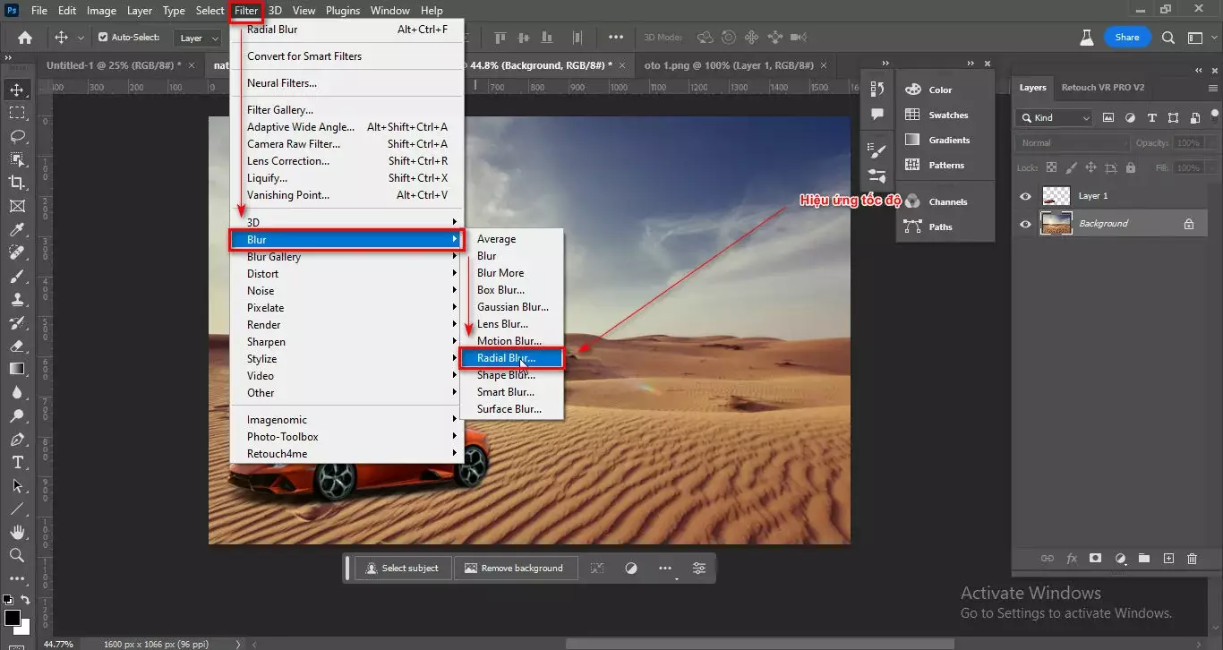 4 Cách tạo hiệu ứng tốc độ trong photoshop 15 3 Cách tạo hiệu ứng tốc độ trong photoshop