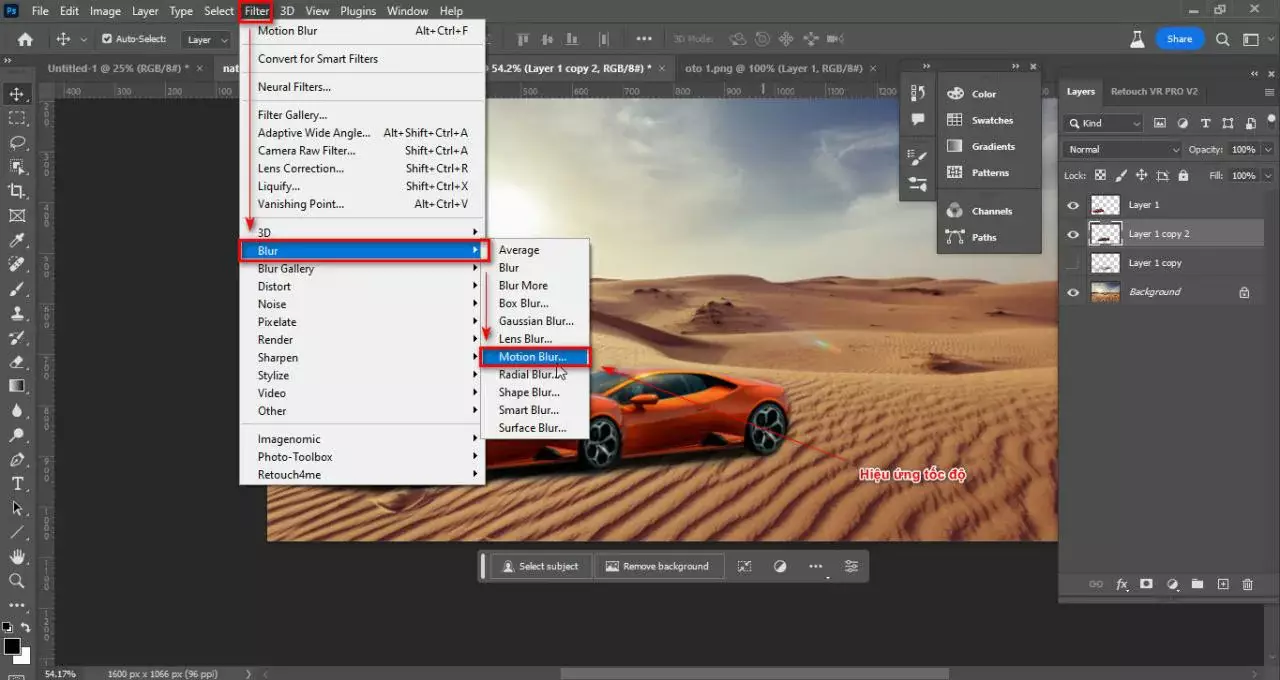 4 Cách tạo hiệu ứng tốc độ trong photoshop 1 3 Cách tạo hiệu ứng tốc độ trong photoshop