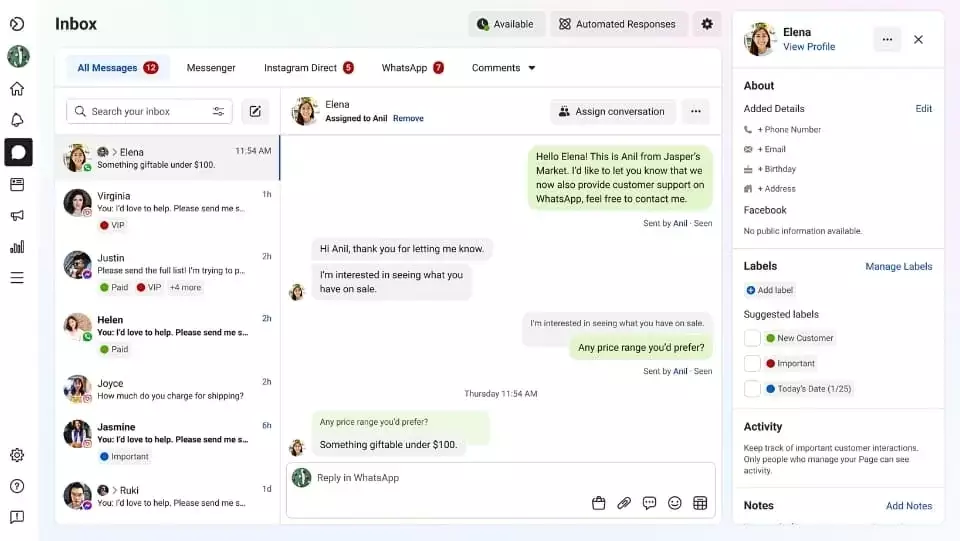Nhắn tin với khách hàng thuận tiện nhờ Business Facebook