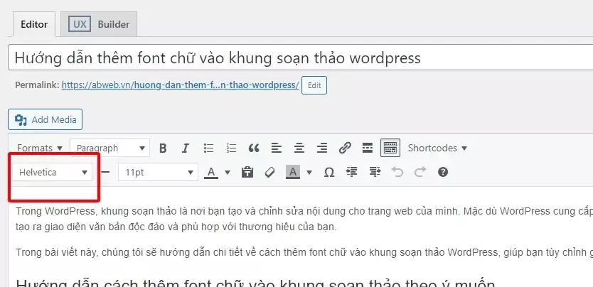 Cách thêm font chữ vào wordpress vùng soạn thảo văn bản Cách thêm font chữ vào wordpress