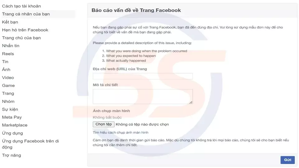 Cách nhờ trung tâm trợ giúp Facebook xử lý các vấn đề liên quan