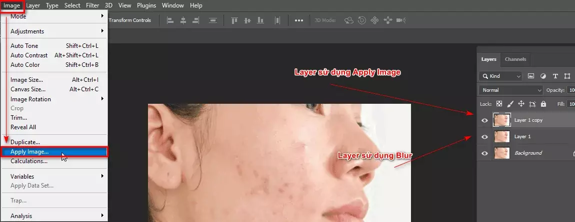 Sử dụng lệnh Apply Image