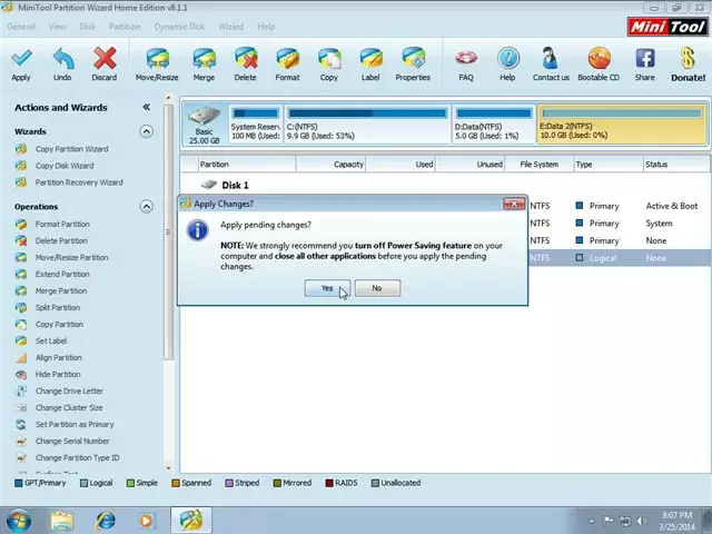 Cách chia ổ cứng win 7 10 11 cực nhanh và hiệu quả bằng Partition Wizard 21 Các bạn nên tắt các chức năng tiết kiệm điện năng và tắt các ứng dụng khác trước khi tiến hành thực hiện việc chia lại phân vùng