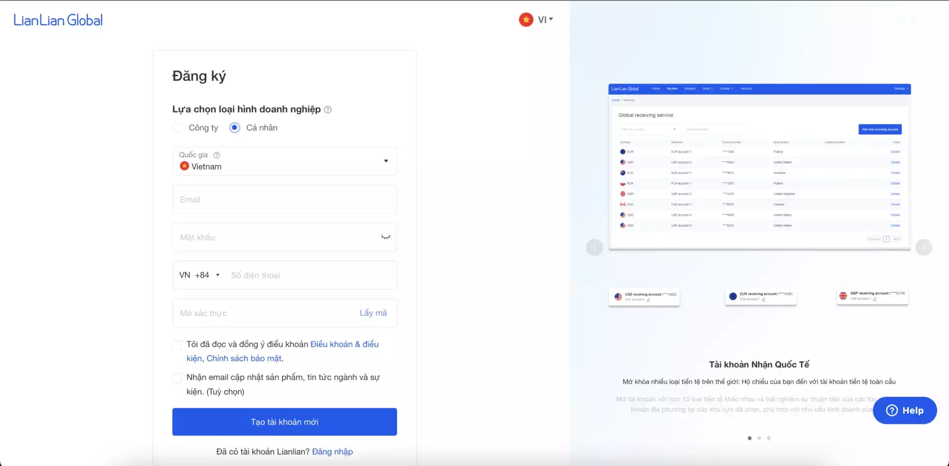 Hướng dẫn tạo tài khoản nhận tiền quốc tế 2 Hướng dẫn tạo tài khoản nhận tiền quốc tế